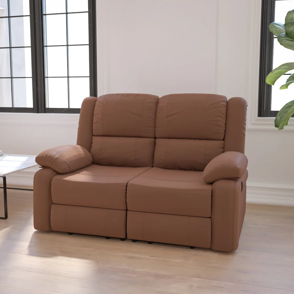 Harmony Series Reclining Loveseat with Plush Pillow-Back Cushions for Ultimate Comfort & Style - Black LeatherSoft