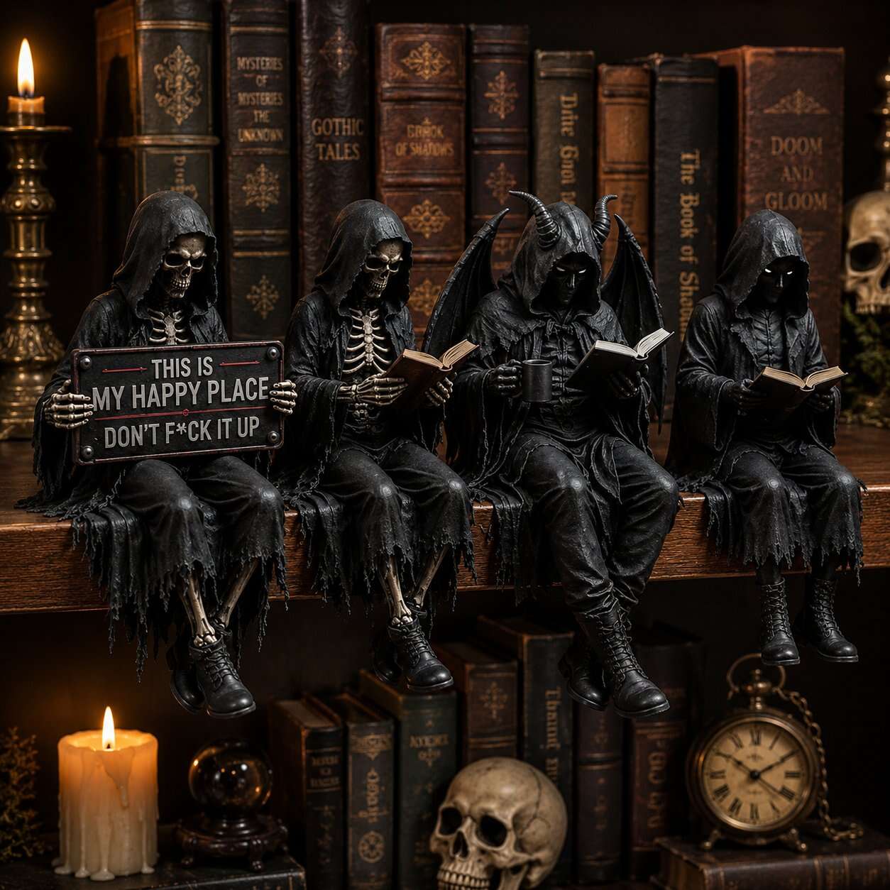 🔥LAST DAY 60% OFF - 💀🖤Skeleton & Demon Shelf Sitter Figurines🔥