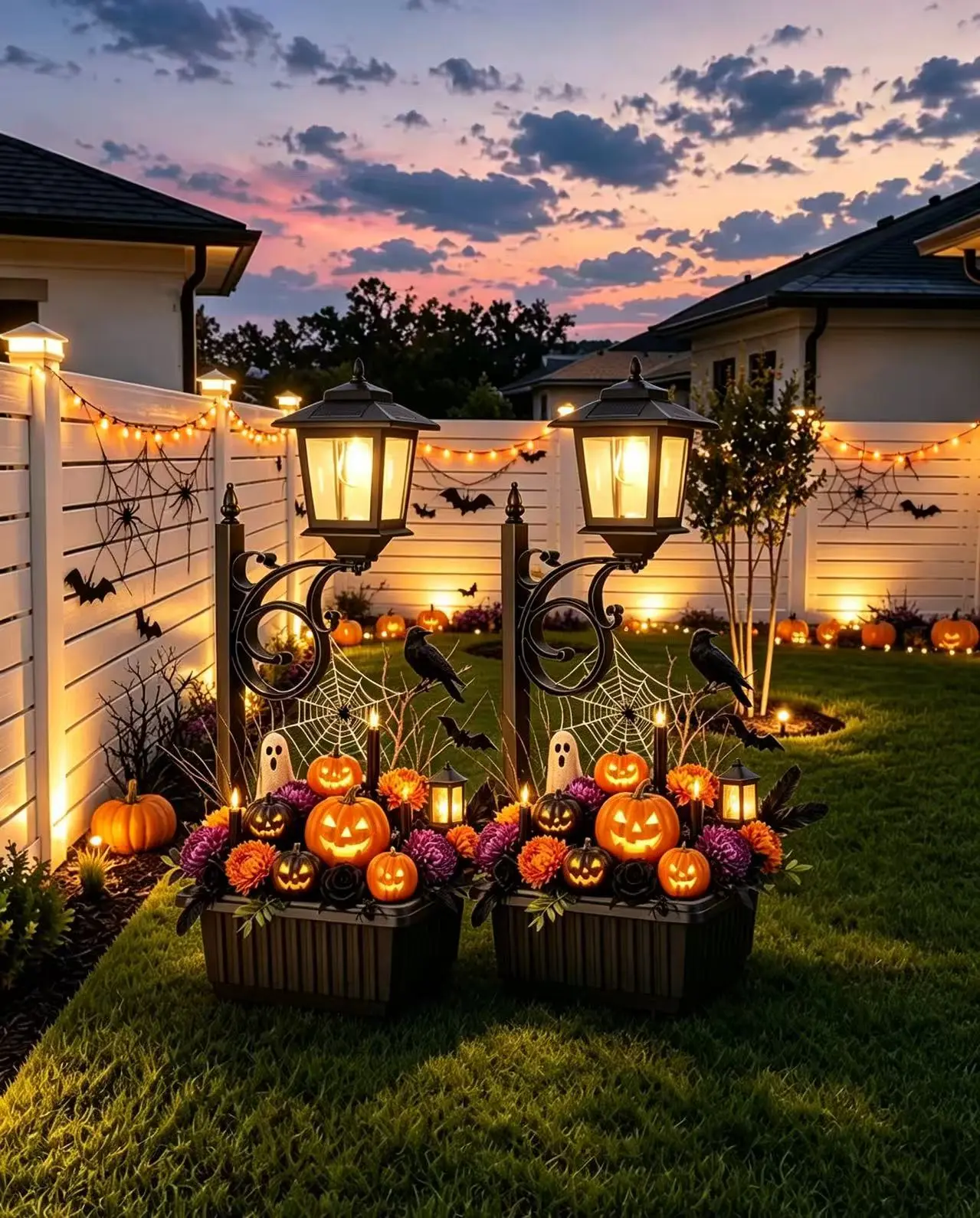 Hoodink Solar Lamp Post Light with Planter Waterproof Outdoor Patio Decor