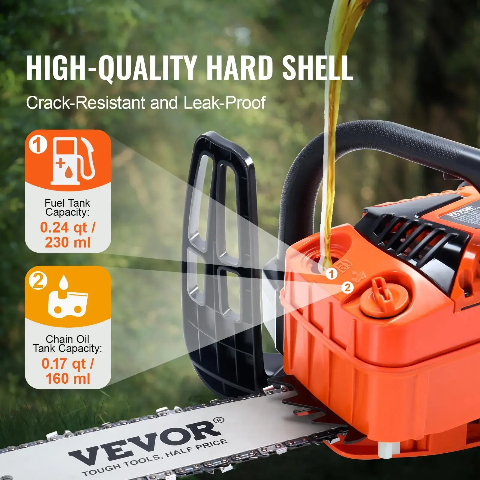 Gas Chainsaw 12-inch 25.4CC 1.2HP Handheld Tree Cutting Tool