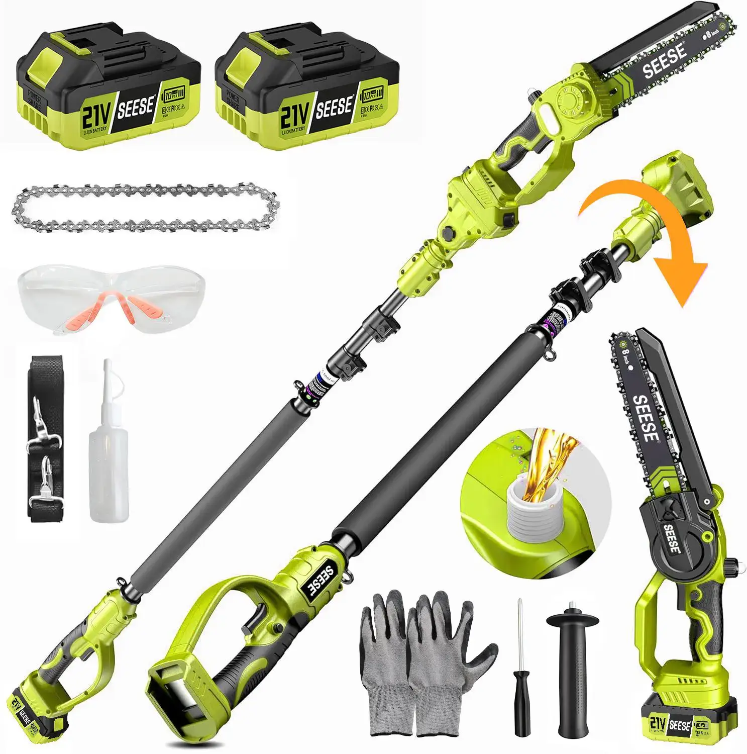 2 in 1 Mini Chainsaw with 2 x 21V Batteries, 8