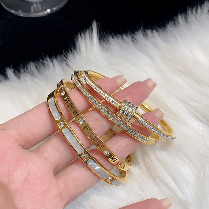 5-piece elegant stainless steel bracelet set, stylish and classic design