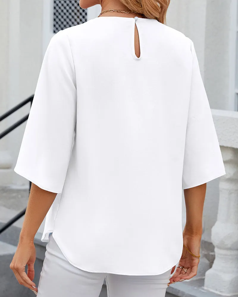 Elegant solid color Half Sleeve Blouse