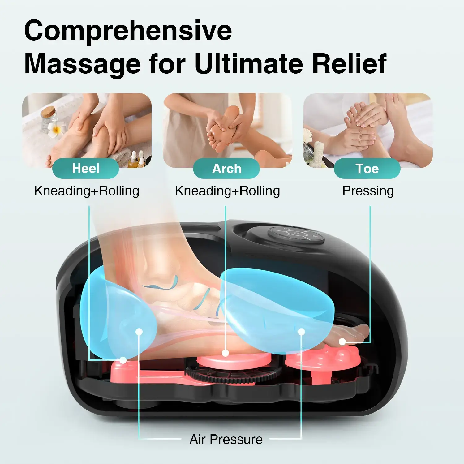 Shiatsu Foot Massager with Heat, Air Compression & Deep Kneading, Brown