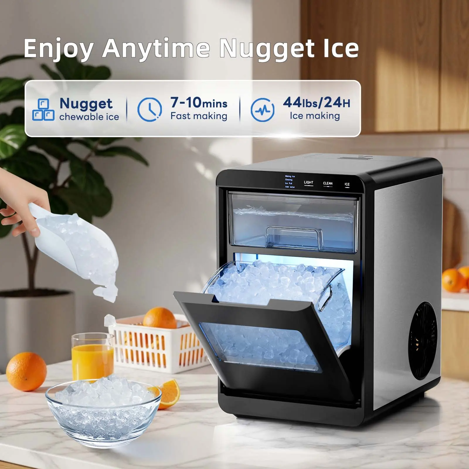 🔥Last Chance Sale🔥 Nugget Ice Maker, 45Lbs/Day