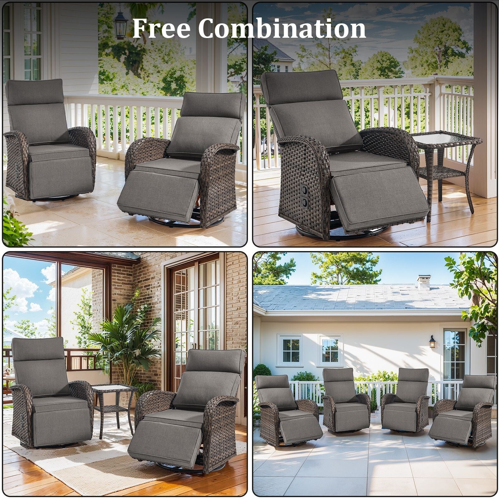 Pocassy Reclining Patio Chair with Adjustable Backrest