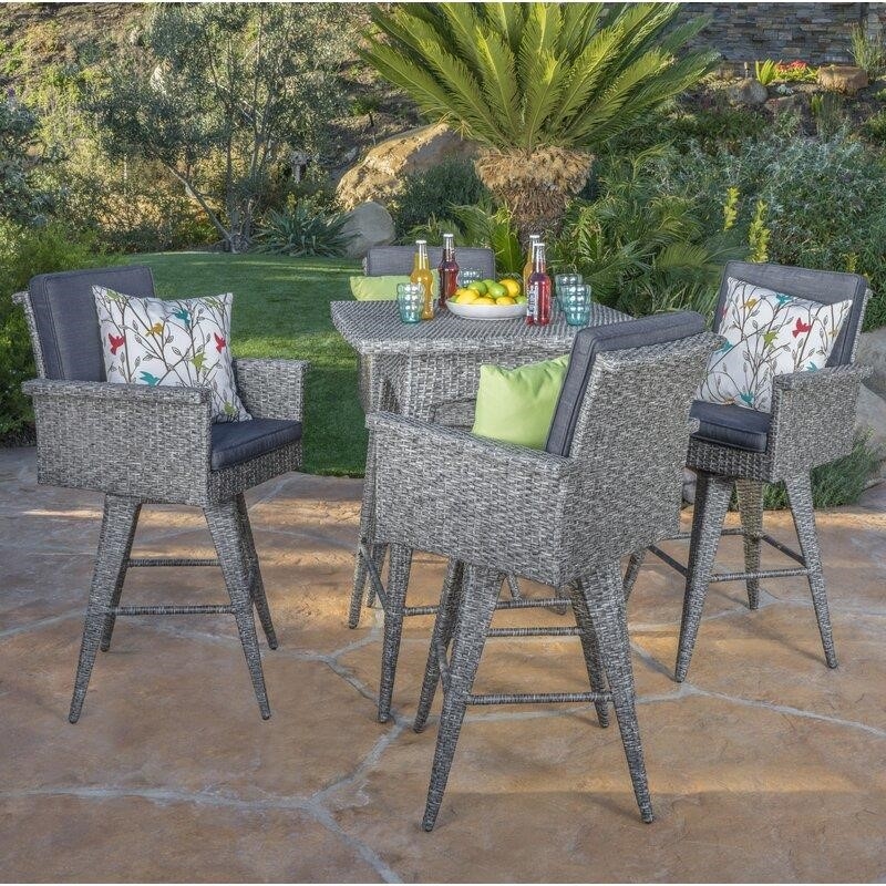 Billie-Anne Square 4 - Person 32.5'' Long Bar Height Dining Set with Cushions