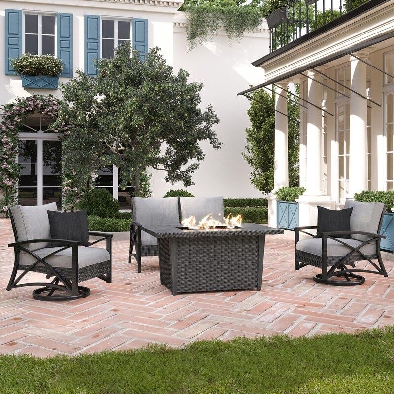 Martha Stewart Metal 4 - Person Seating Group with Cushions