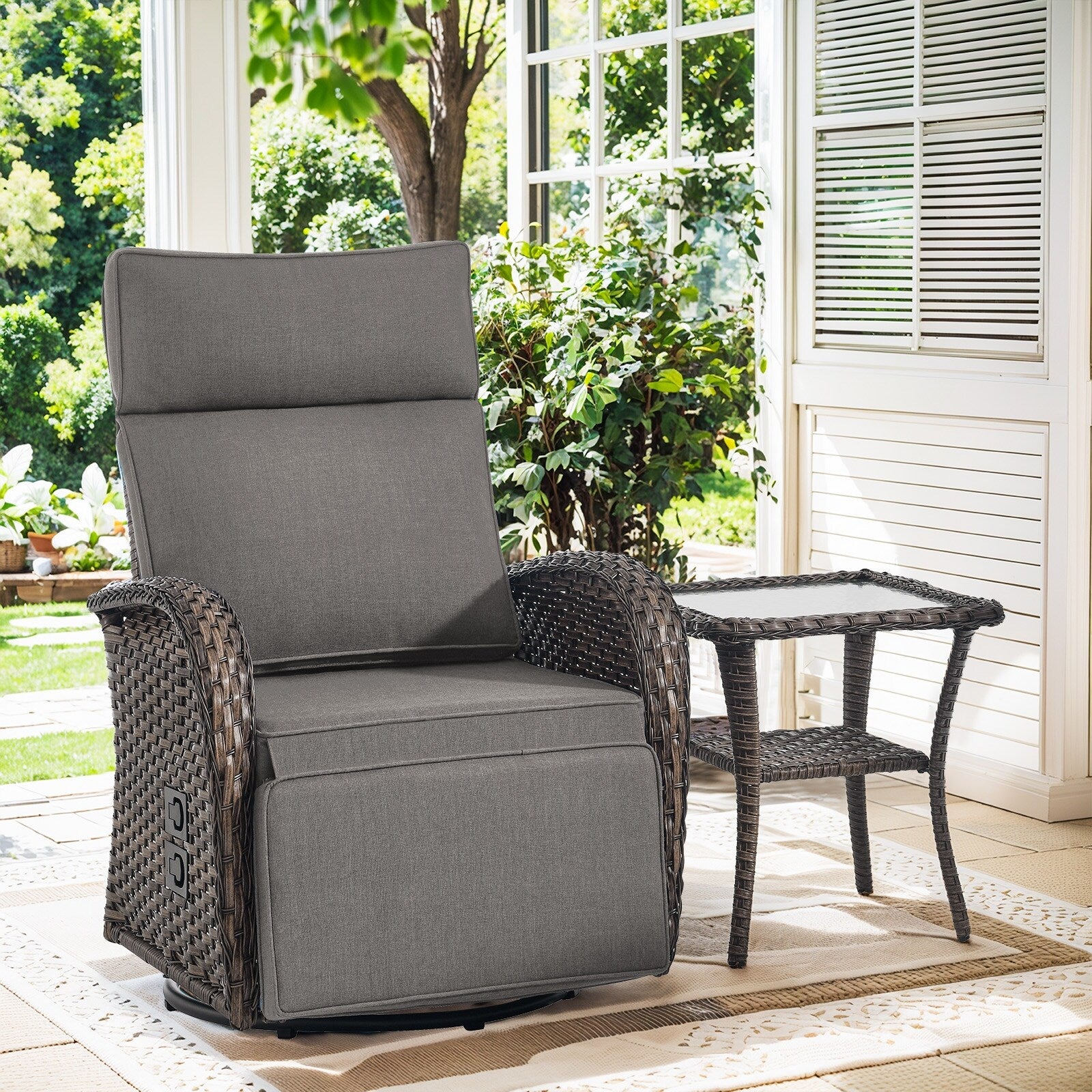 Pocassy Reclining Patio Chair with Adjustable Backrest