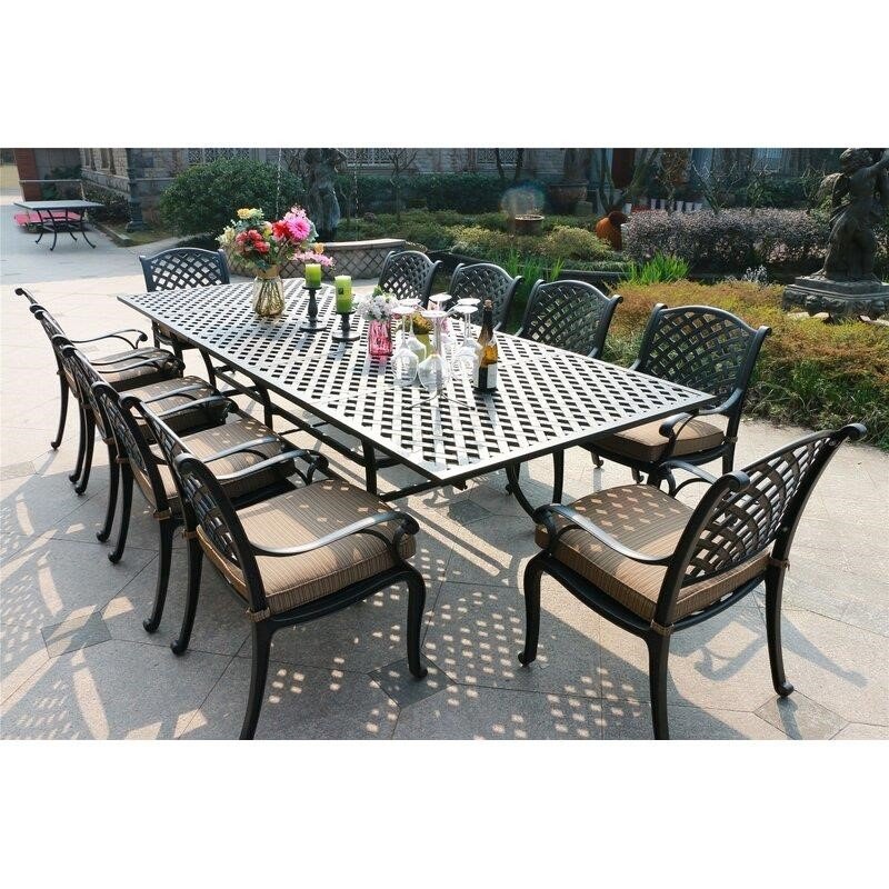 Bannon Rectangular 10 - Person 126.38'' Long Dining Set with Cushions