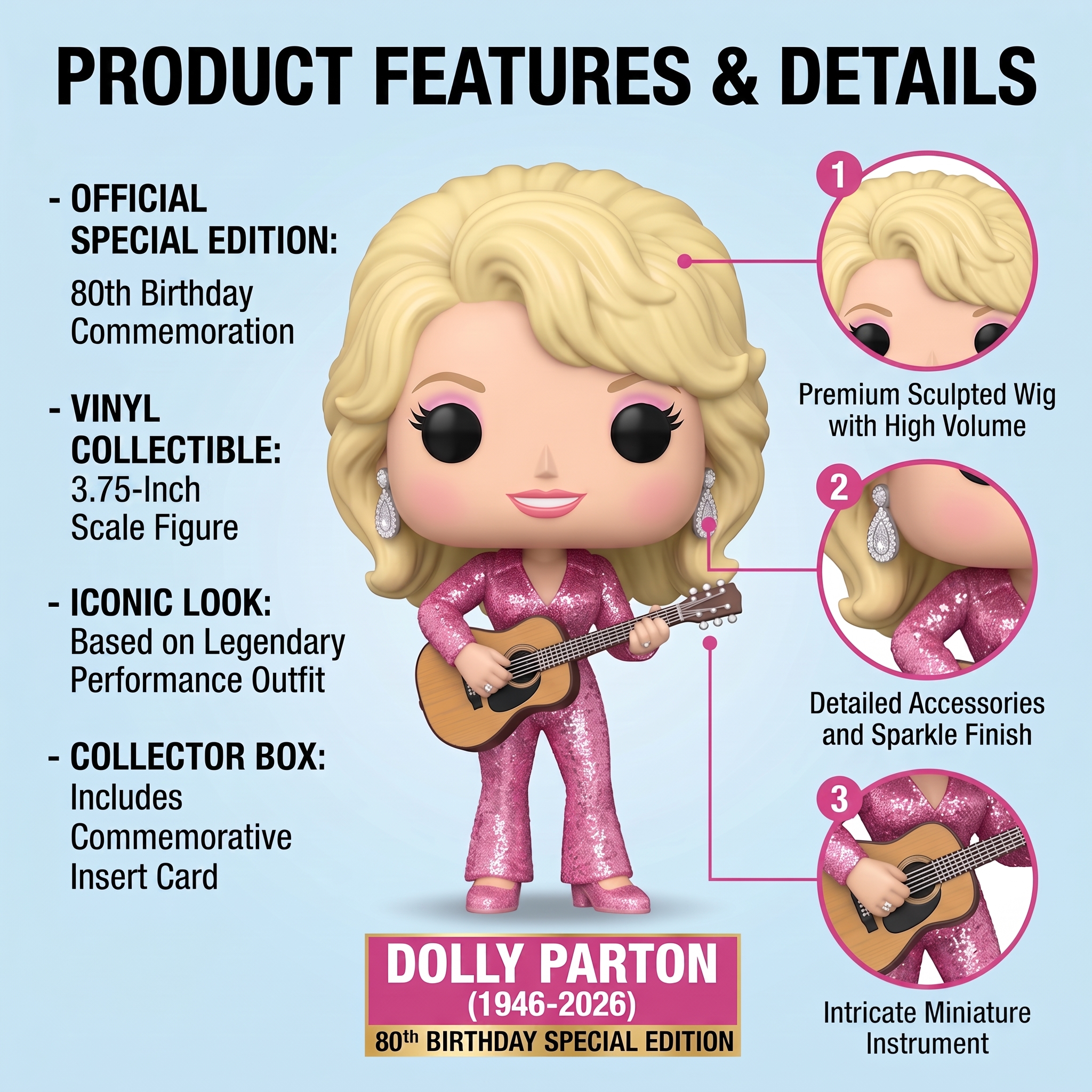 🎤 Dolly Parton 80th Birthday Special Edition Vinyl Figure