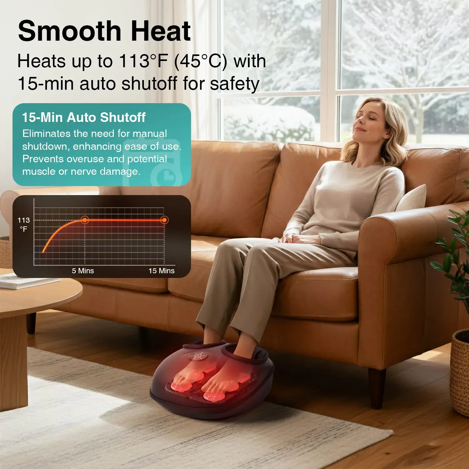 Shiatsu Foot Massager with Heat, Air Compression & Deep Kneading, Brown