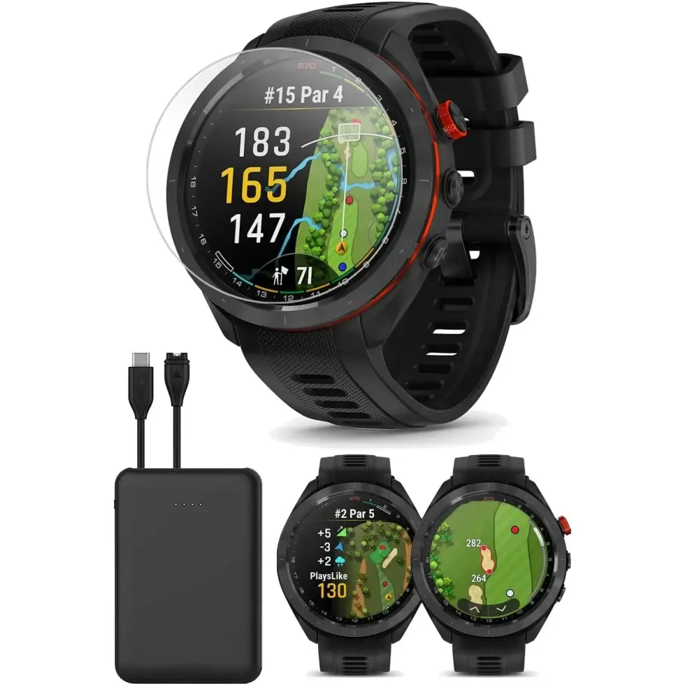 Spring Sale⛳S70 (White, 42mm) Golf GPS Watch Bundle