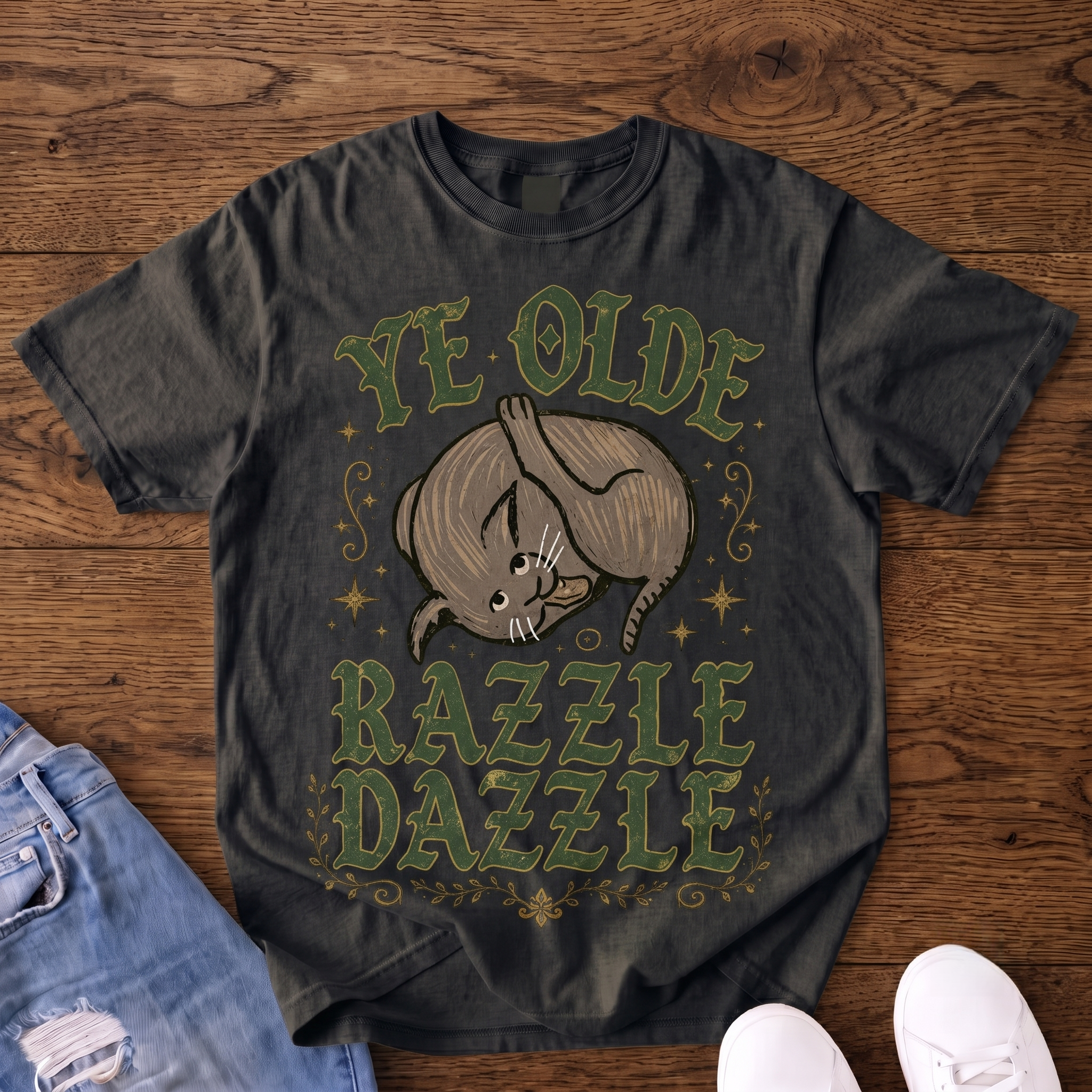 Ye Olde Razzle Dazzle Cat VintageT-shirt