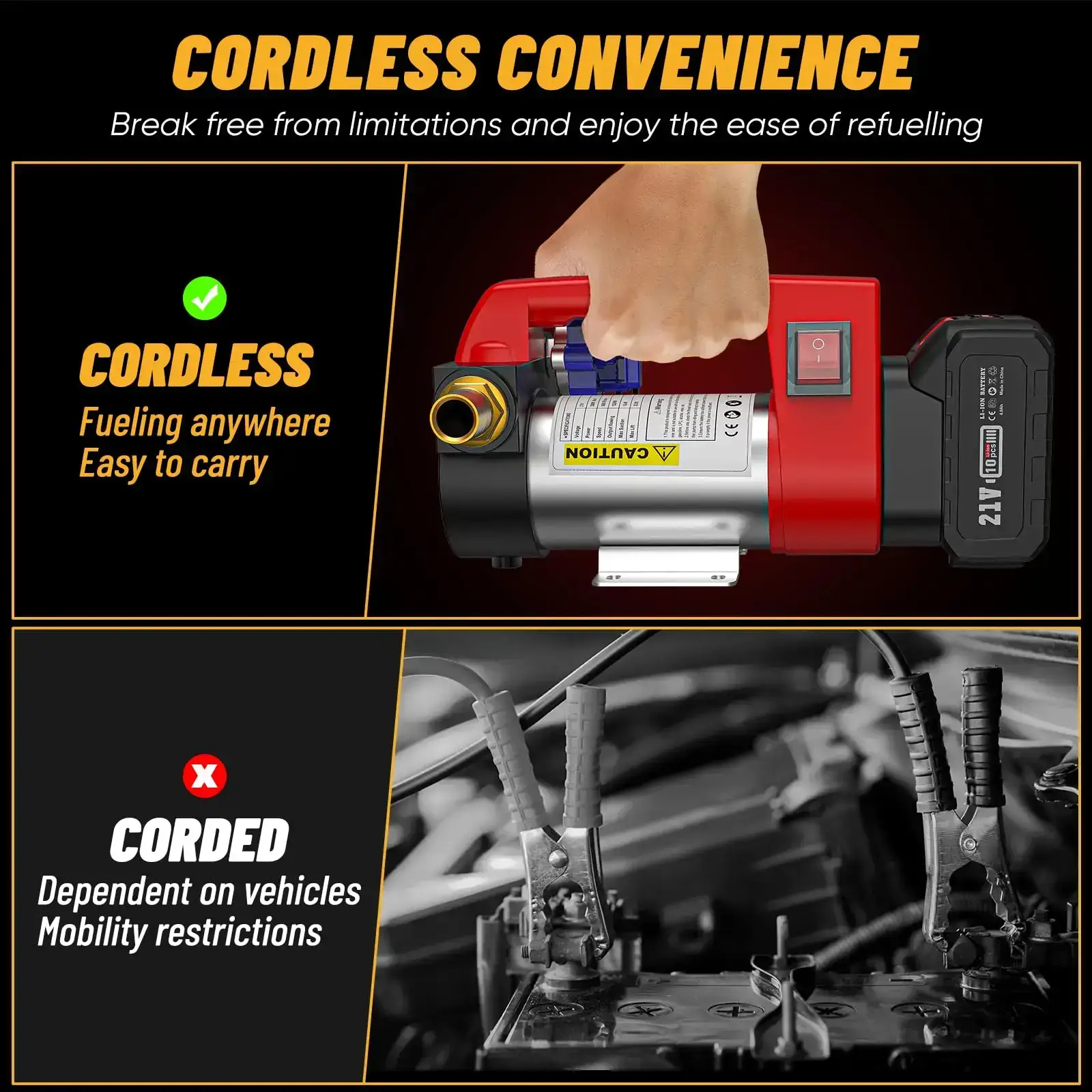 Portable Cordless Diesel Transfer Pump Kit