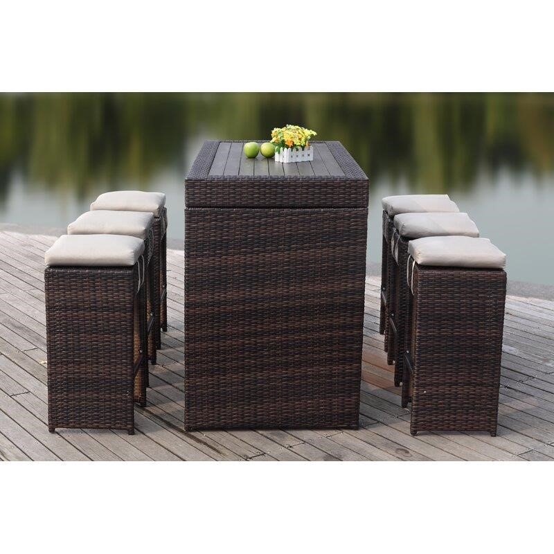 Motter Rectangular 6 - Person 59.1'' Long Bar Height Dining Set with Cushions