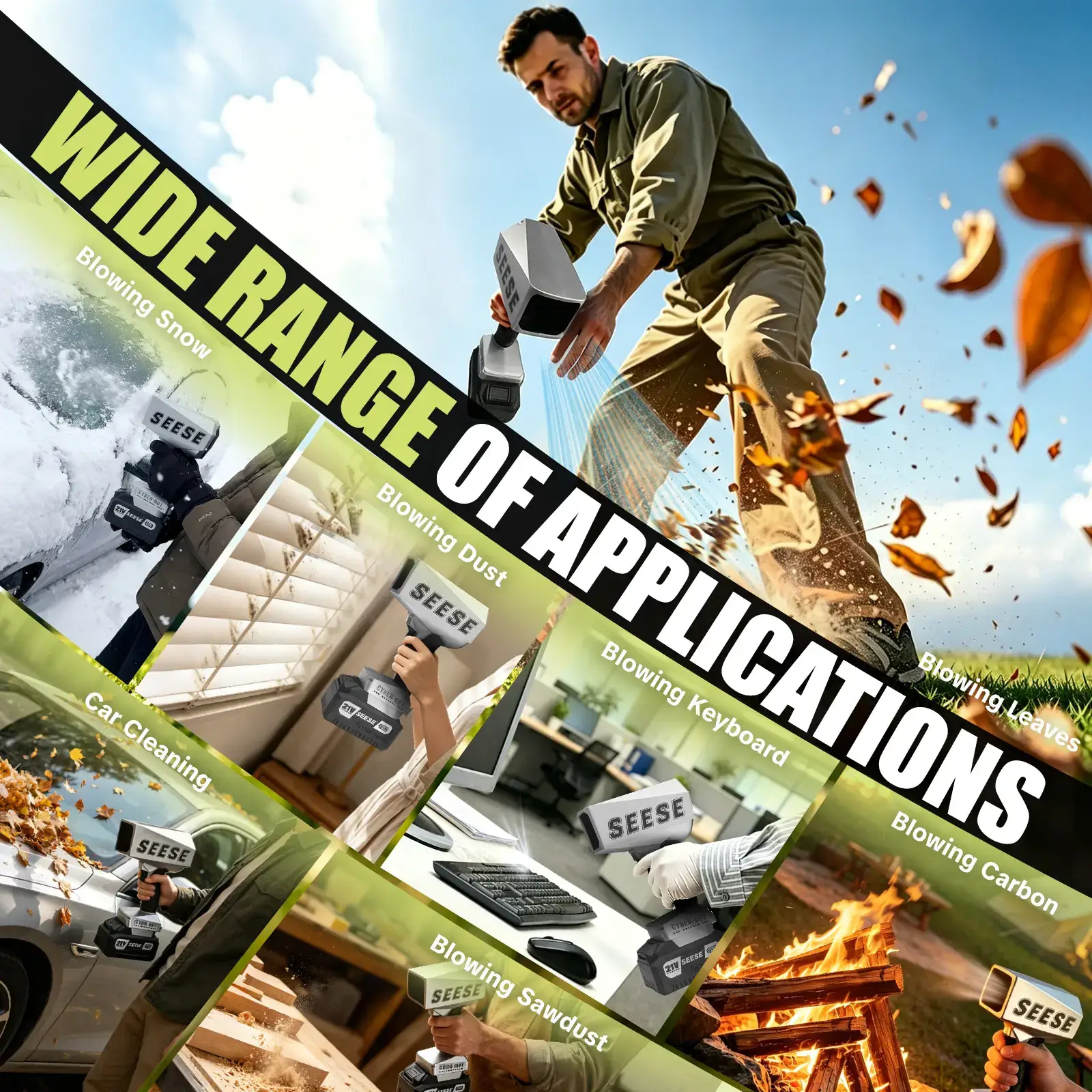 2000G Cyber Cordless Leaf Blower Violent TurboFan,120 MPH+,BrushlessPure Copper Motor Jet Fan With Battery,CordlessTurbo Super Power Air Duster, Car Drying after Wash