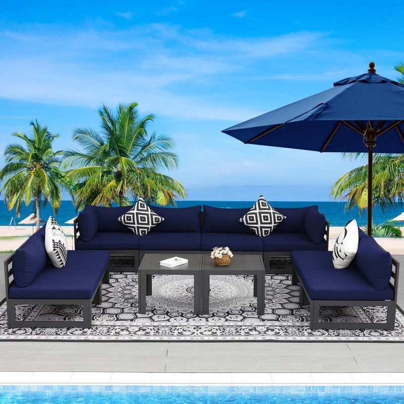 FINCATI Aluminum Outdoor Patio Furniture Conversation Sectional Sofa Set