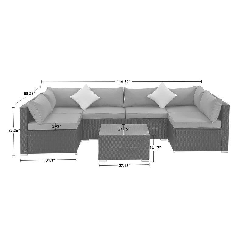 Gwendalyn Wicker/Rattan 6 - Person Seating Group with Cushions