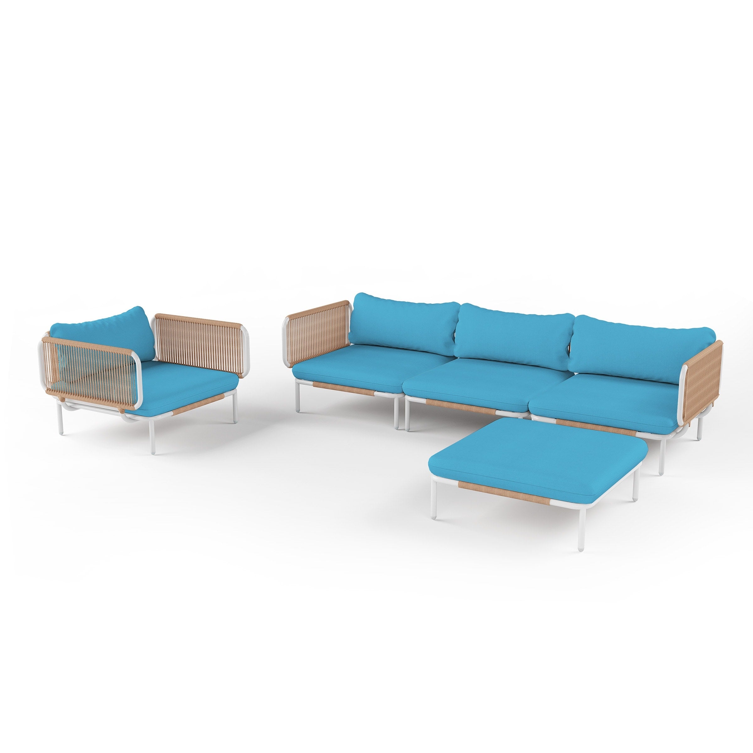 Outdoor Cushioned Sectional Sofa Chat Set Patio Furniture Conversation Set, Free Combination