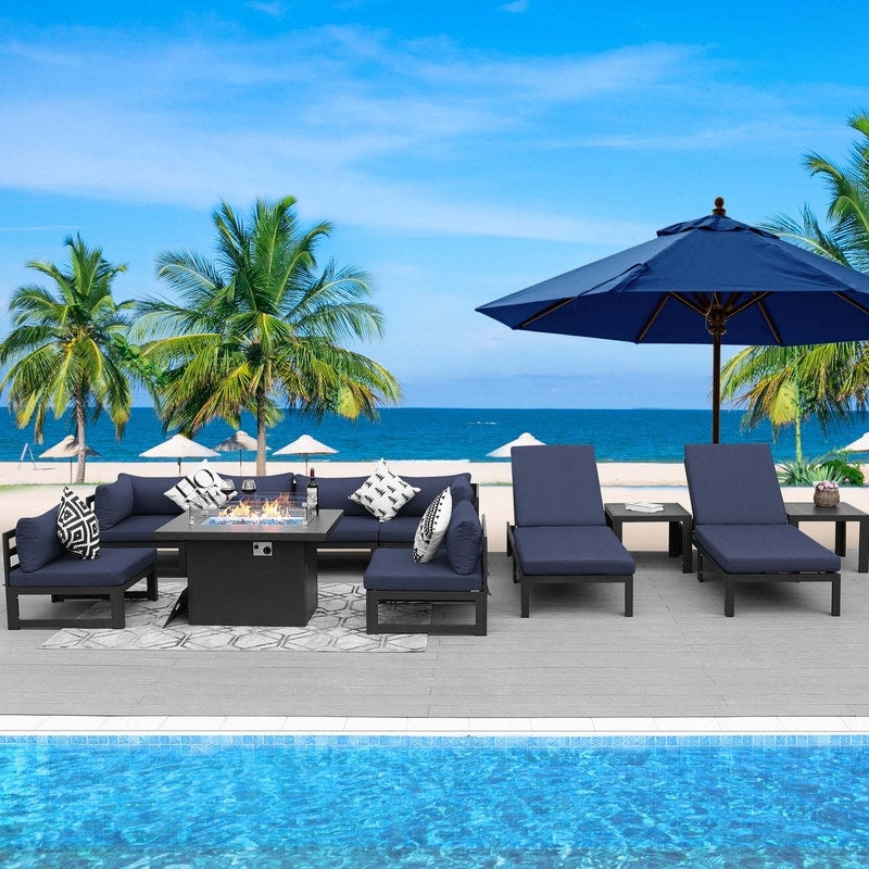FINCATI Aluminum Outdoor Patio Furniture Conversation Sectional Sofa Set