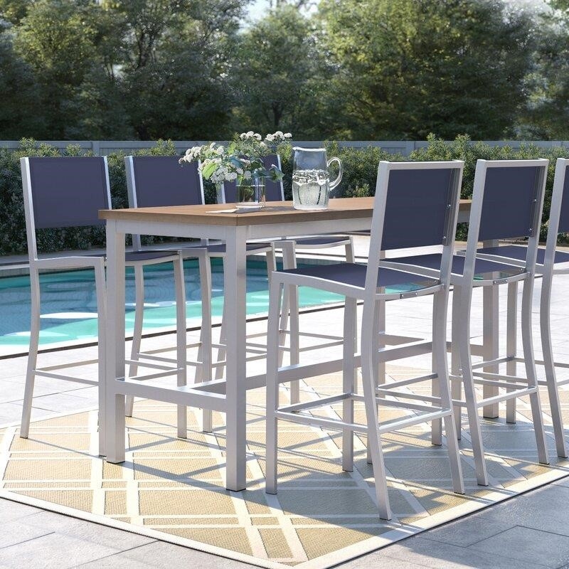 Mckinnon Rectangular 6 - Person 73'' Long Aluminum Bar Height Dining Set