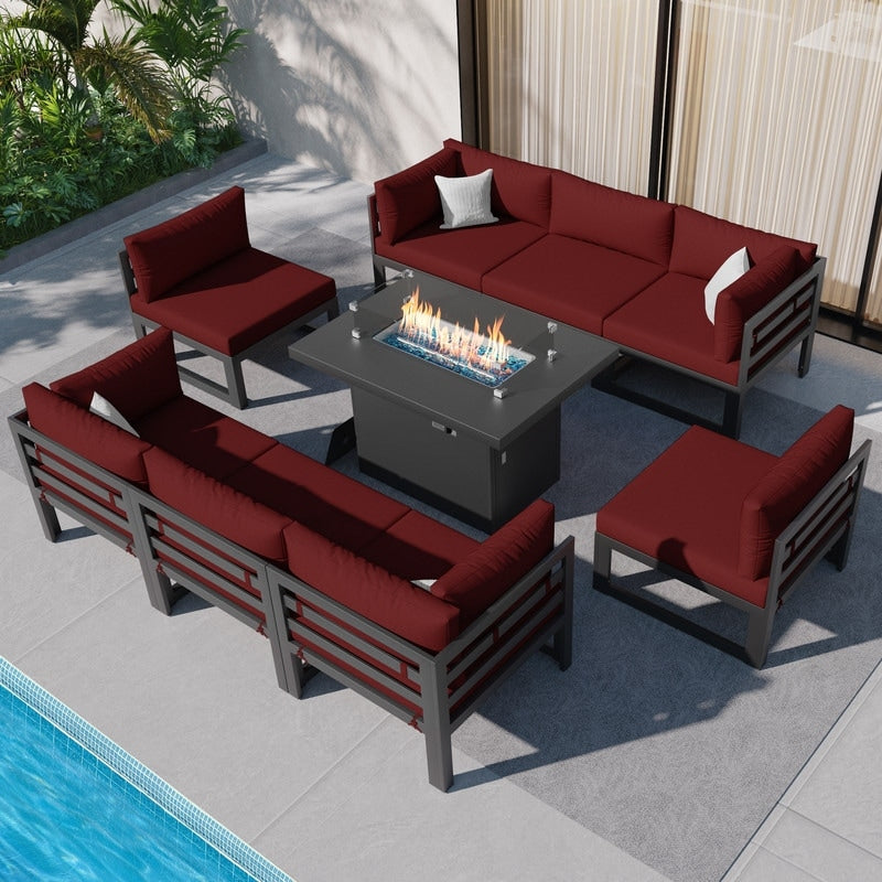 FINCATI Aluminum Outdoor Patio Furniture Conversation Sectional Sofa Set