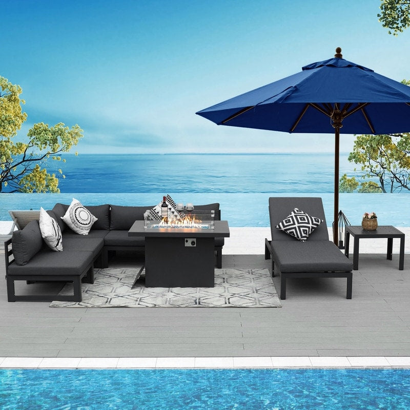 FINCATI Aluminum Outdoor Patio Furniture Conversation Sectional Sofa Set