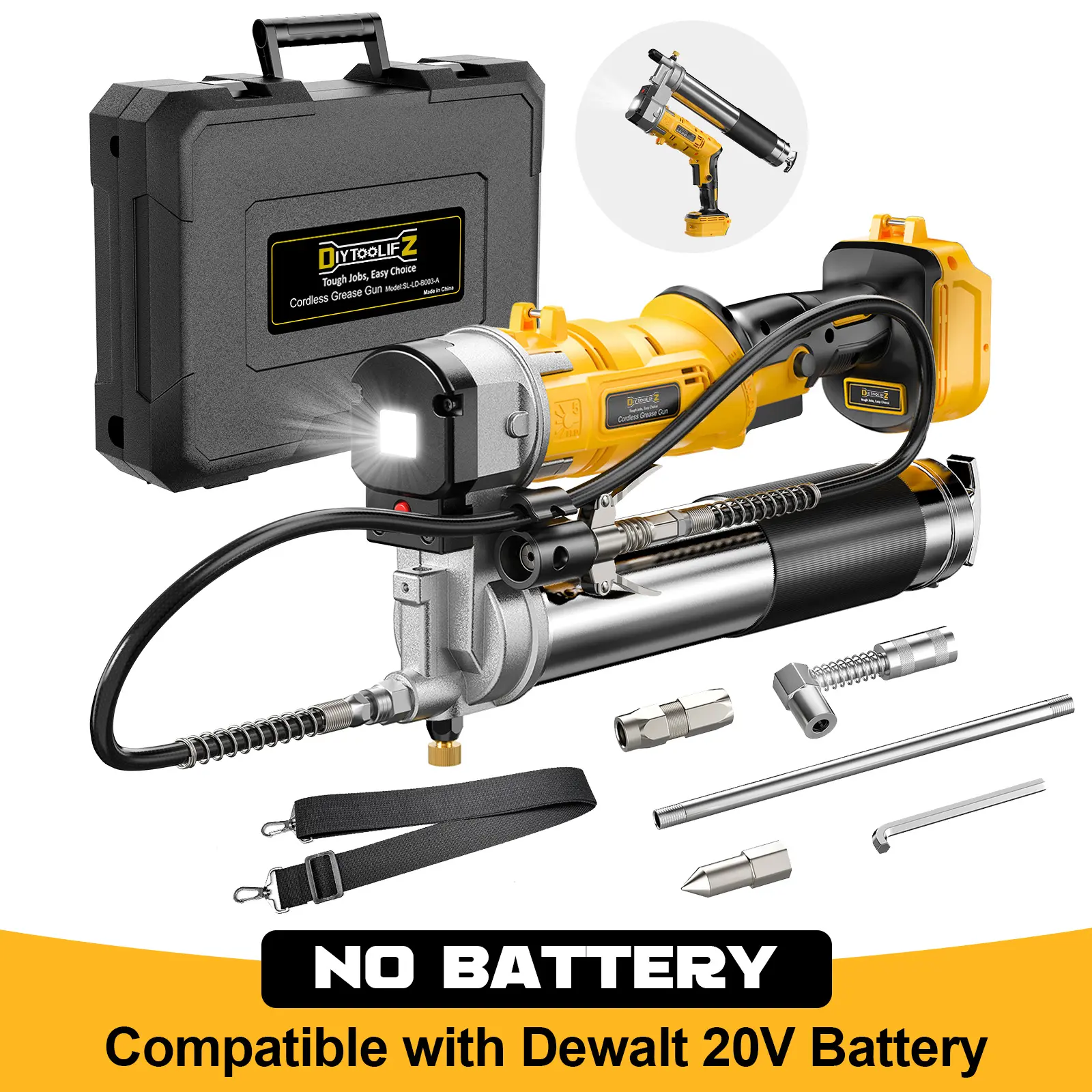 Cordless Grease Gun,12000PSI Dual Grip Grease Gun Tool,Works with Bulk & Cartridge Grease,39
