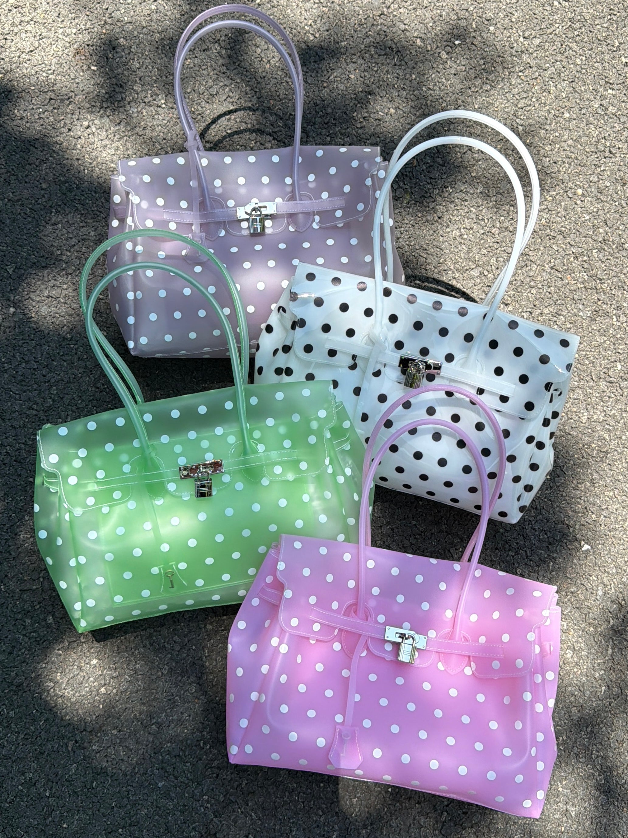 Girly Polka Dots Jelly Tote Shoulder Bag