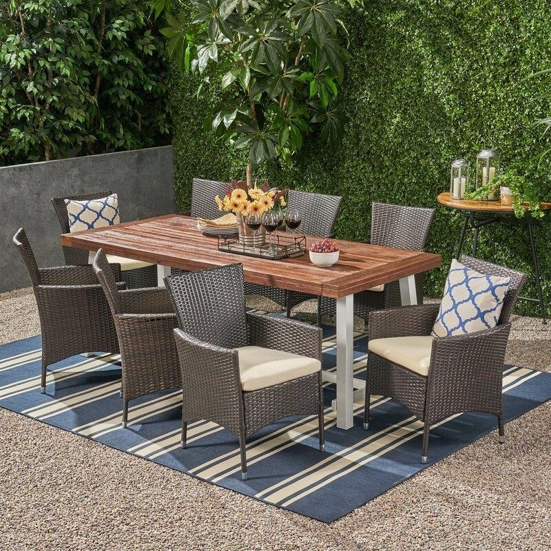 Mullenax Rectangular 8 - Person 79'' Long Dining Set with Cushions