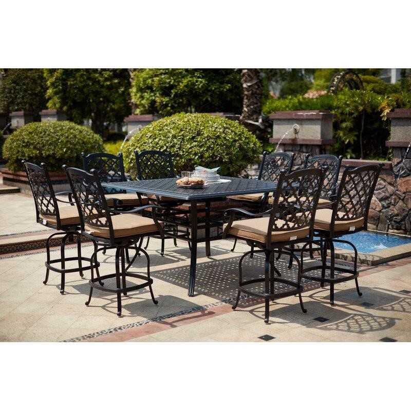 Millner Square 8 - Person 60'' Long Bar Height Dining Set with Cushions