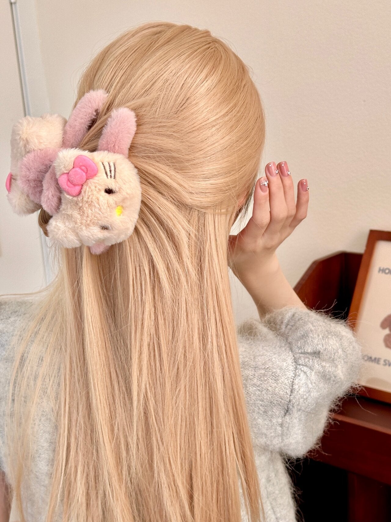 Hellokitty Plush Claw Clip for Thick Hair 2 Pcs