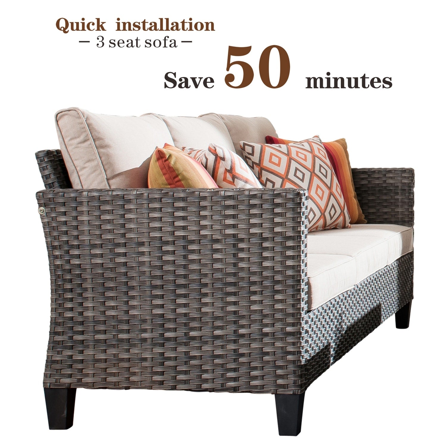 OVIOS 8-piece Patio Wicker Conversation Furniture Set with Swivel Chairs