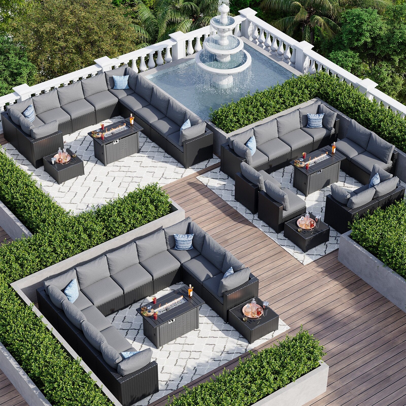 Wicker Rattan Patio Sectional Sofa Set