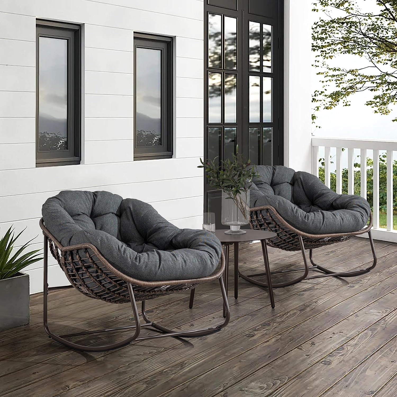 Oversized Outdoor Egg Rocking Chair with Thick Cushion – Comfortable Patio & Indoor Lounge Seating Clearance Sale