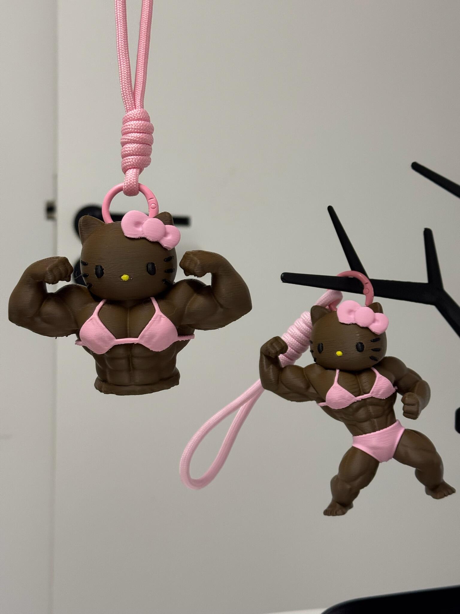 Hellokitty Muscle Fitness 3D Printed Bag Charm