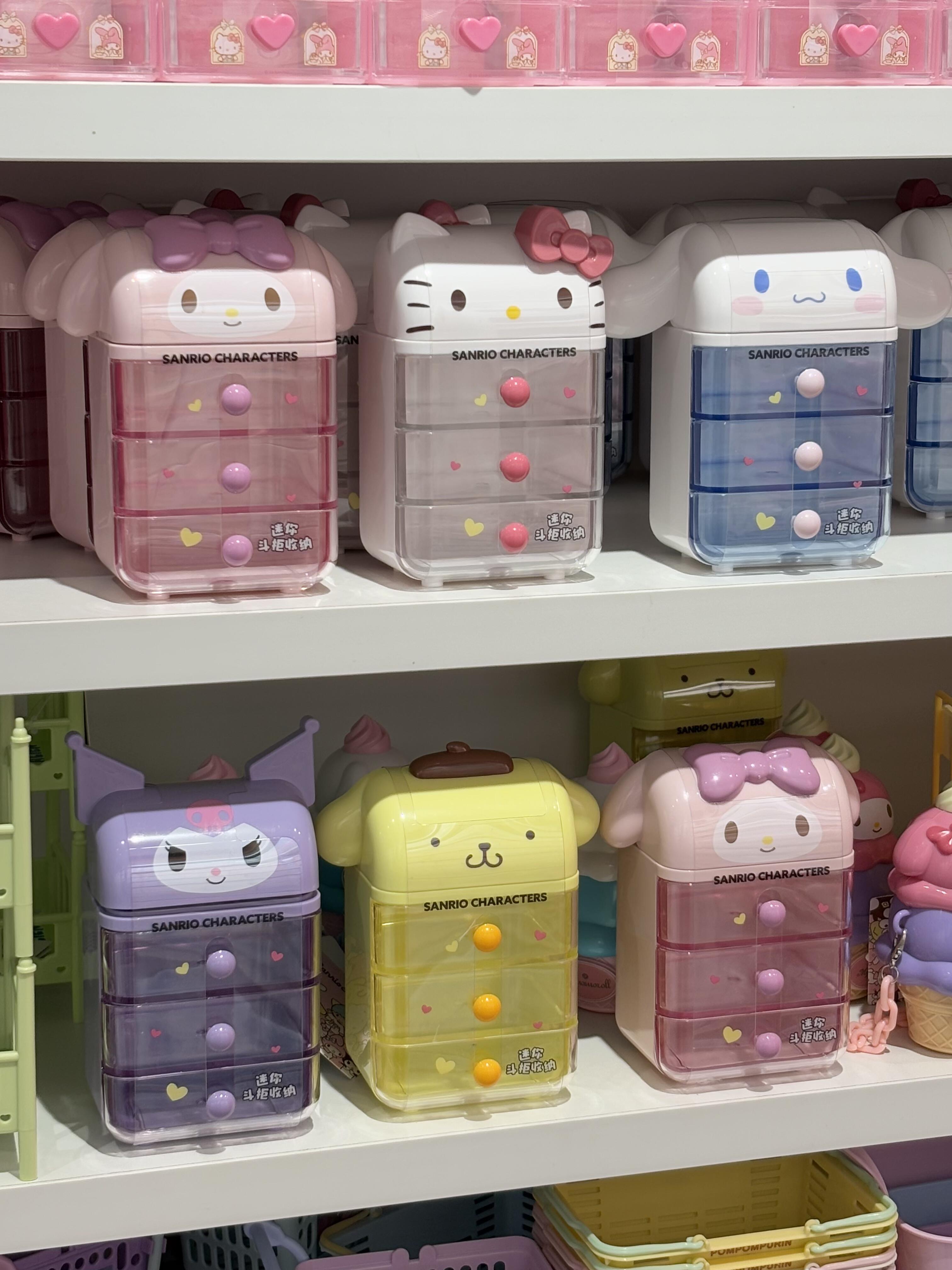 Sanrio Character 3-Drawer Mini Drawer Locker Compact Storage Organization Drawers