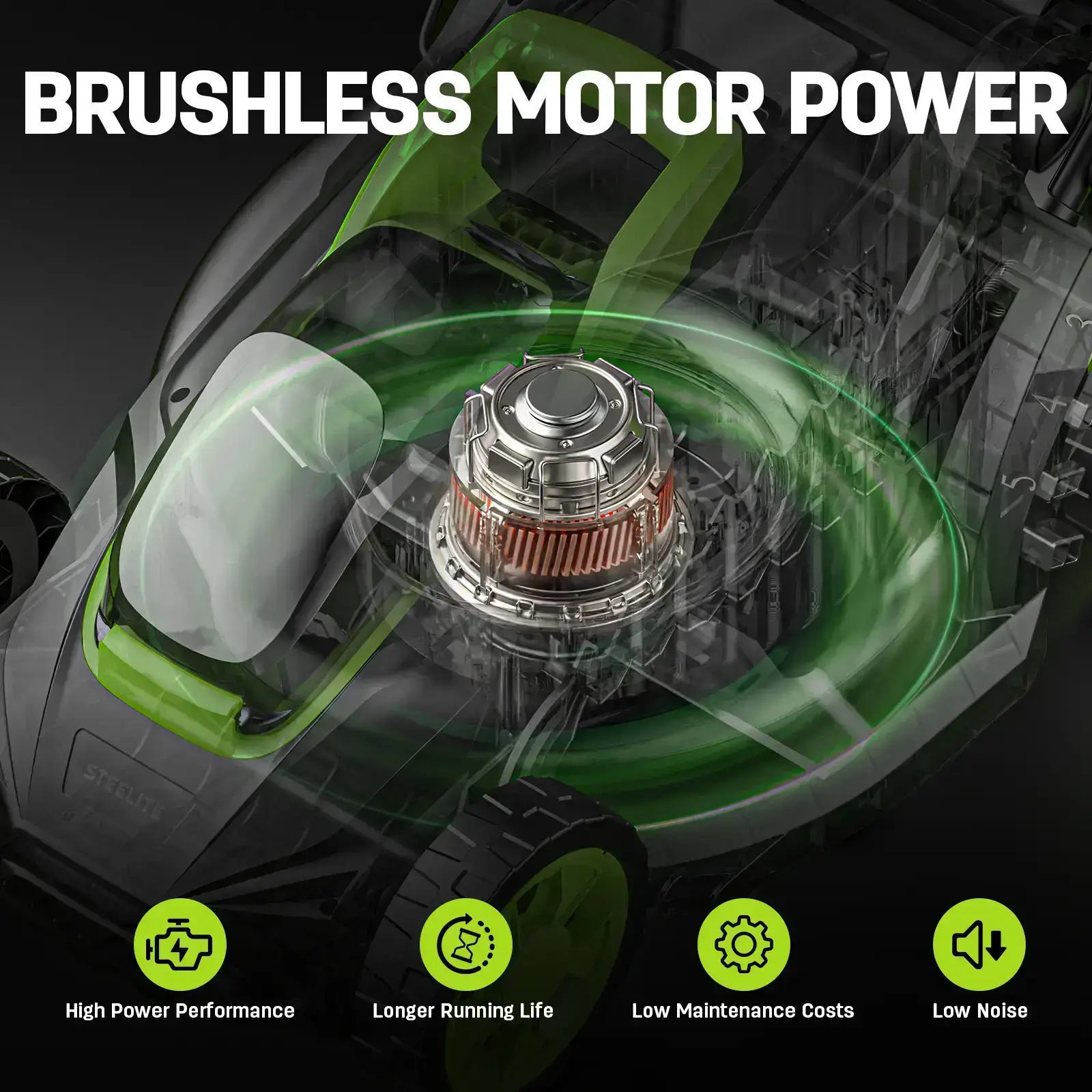 13 Inch Brushless Cordless Lawn Mower - 20V Electric Push Mower with 4.0Ah Battery and Charger Included, 5-Position Height Adjustable, 3-in-1 Mulching & Bagging, Easy Assembly for Small Urban Lawn and Garden