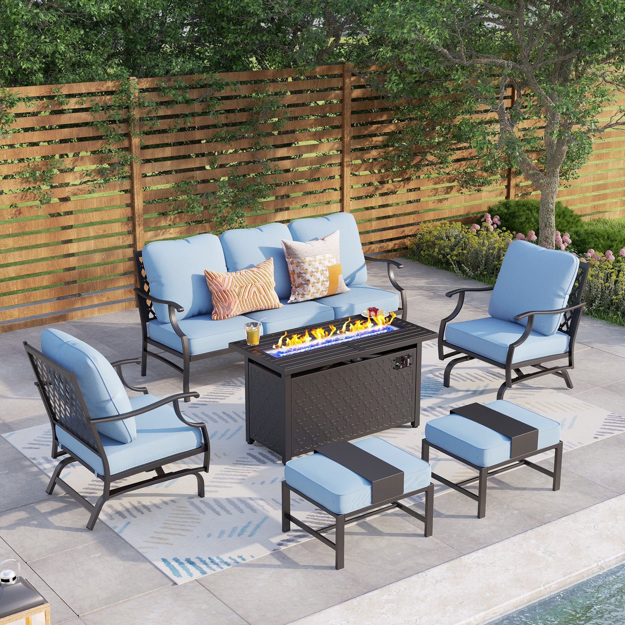 MAISON ARTS Outdoor Sofa Set 4/6-Piece Patio Conversation Set with 45'' Gas Fire Pit Table