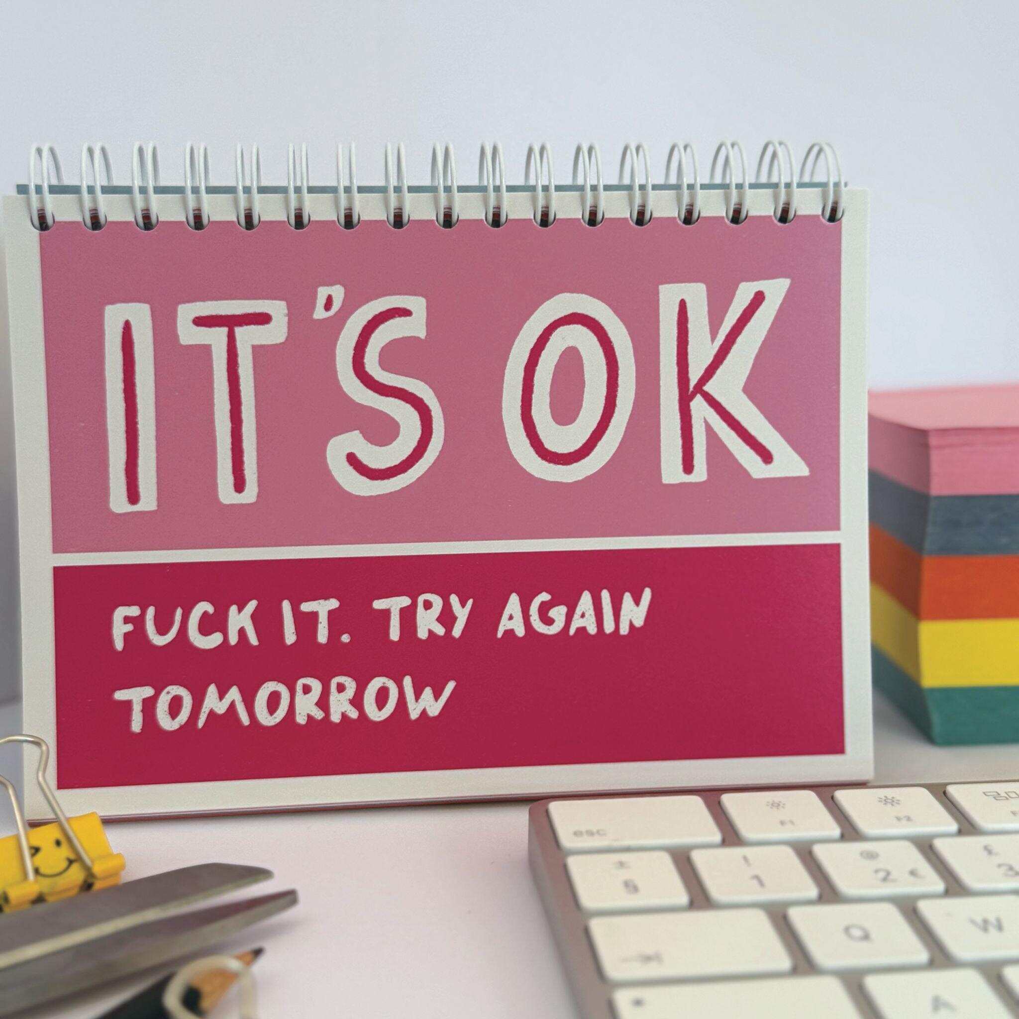 Sweary Affirmation Desk Flip Chart Desk Pad Book | 52 Weeks of Positive F*cking Vibes