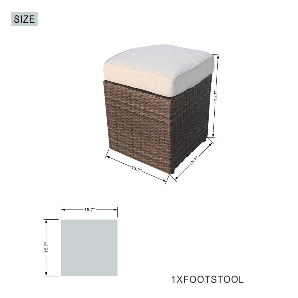 7-piece Patio Wicker Garden Chat Sofa Set with Fire Pit Table and Storage Box