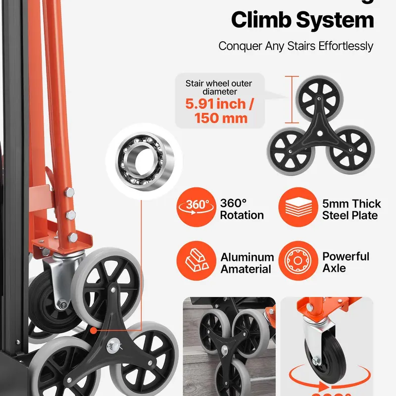 3 In 1 Industrial Stair Climbing Cart, 770 lbs