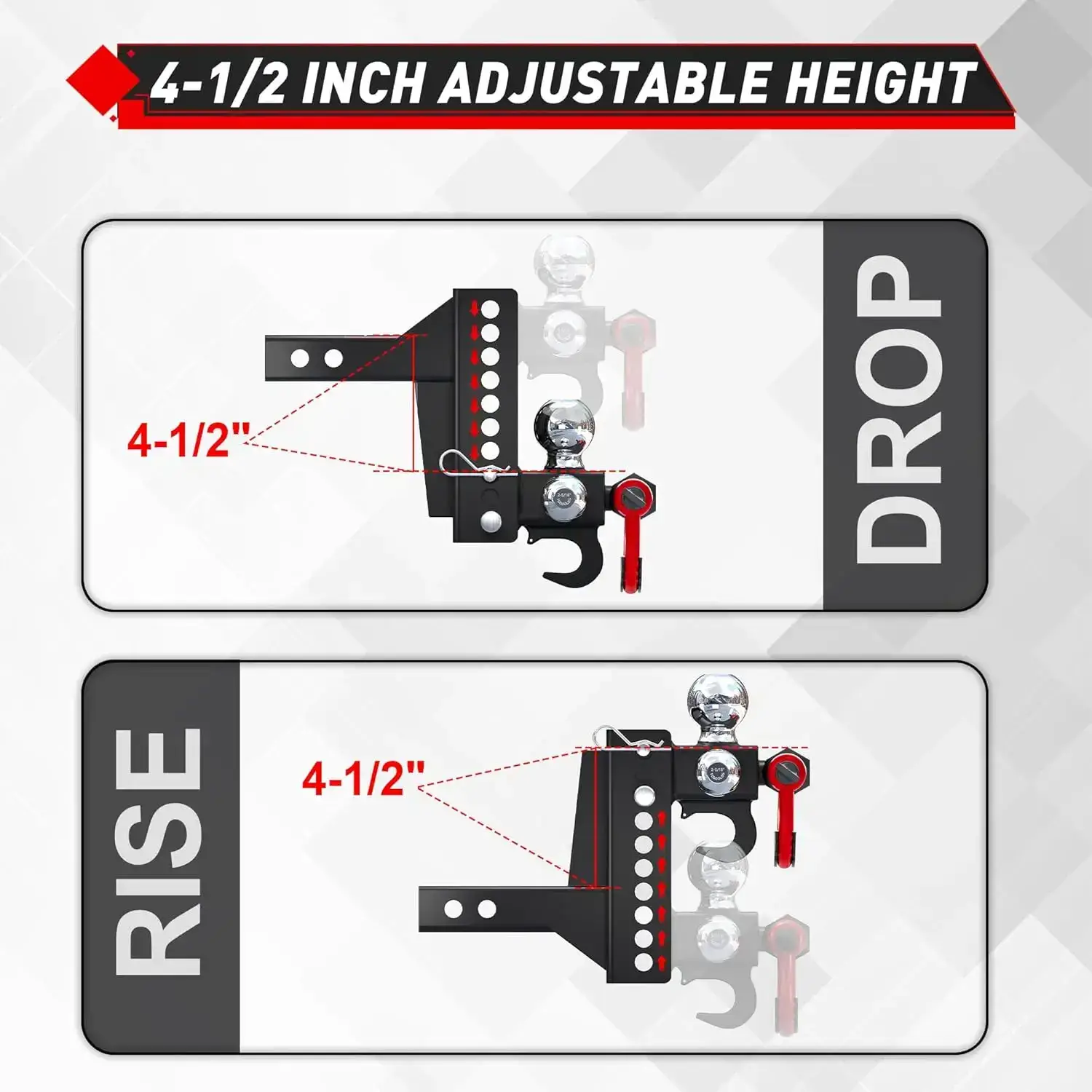 Trailer Hitch Tri-Ball Mount with Locks & Pin