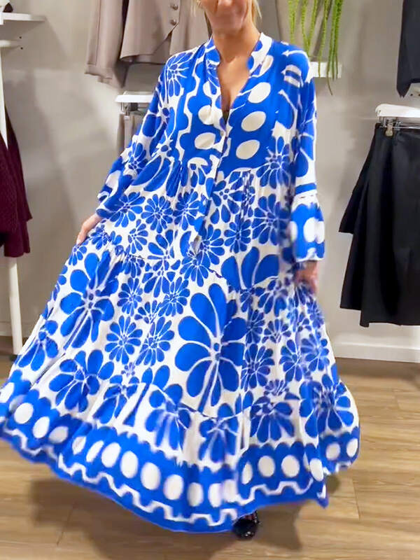 NEW🔥 V Neck Button Printed Dress
