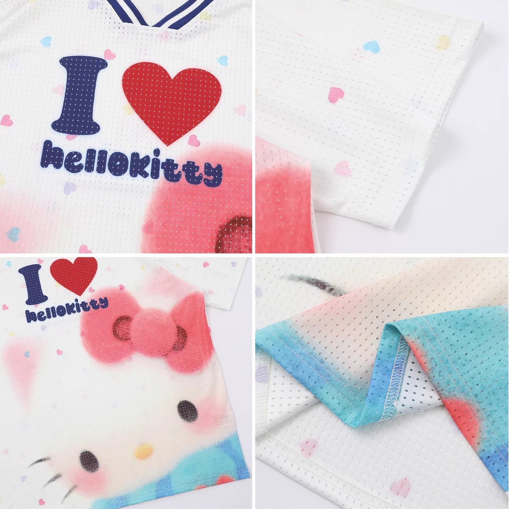 Hello Kitty White Jersey Loose T-Shirts