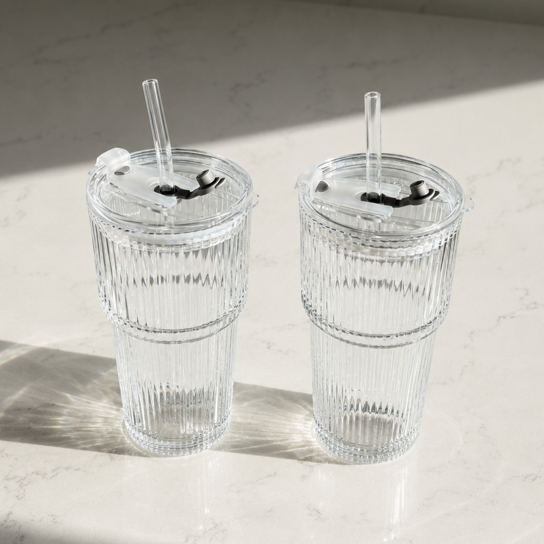 ✨ Elegant Striped Glass Cup Set