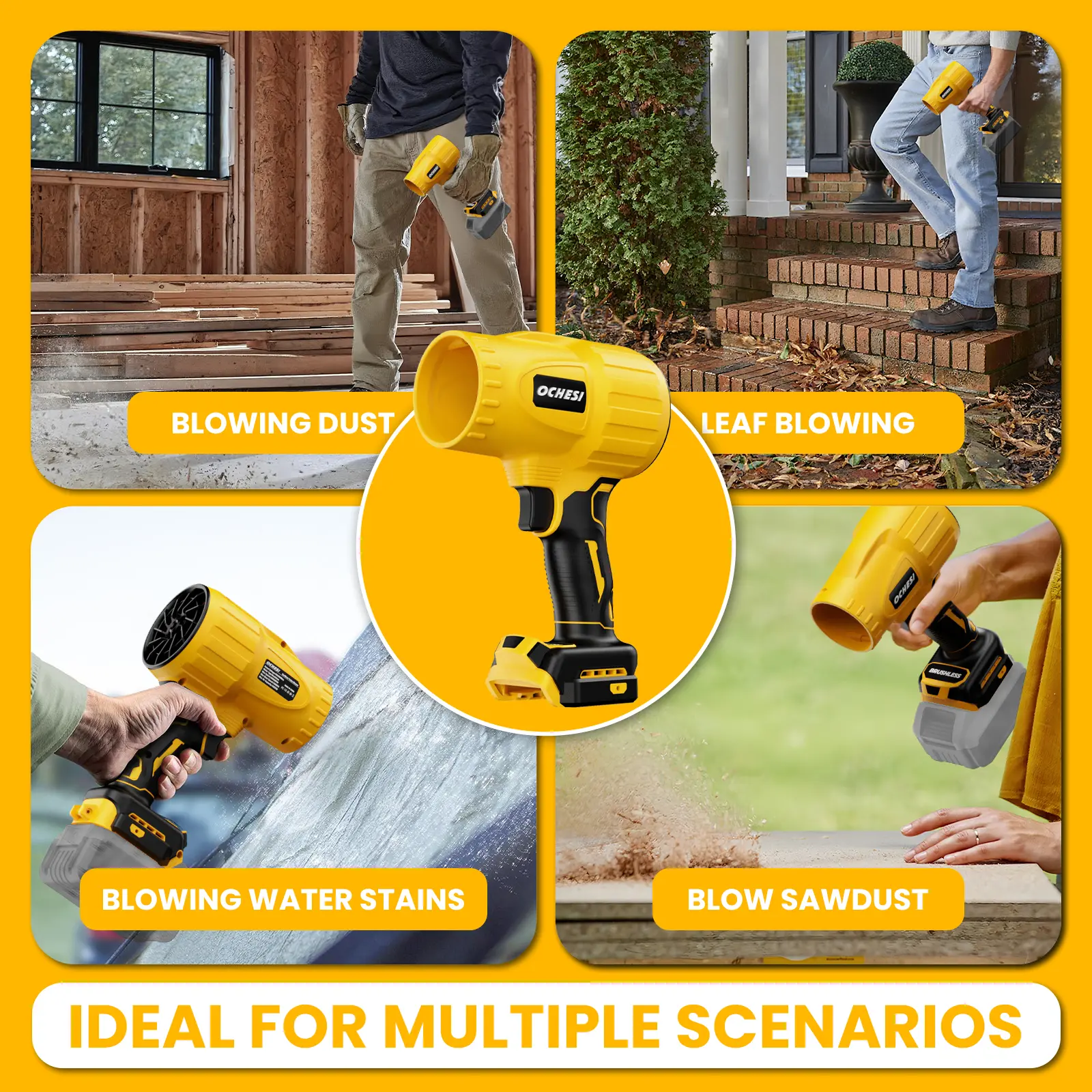 Cordless Leaf Blower, Portable Cordless Blower with High-Speed Brushless Motor, Variable Speed Airflow Control, Compatible with Dewalt 20V Max/Milwaukee 18V/Makita 18V Batteries