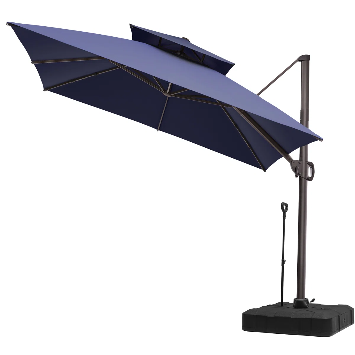 118'' Square Cantilever Umbrella with Counter Weighted Wheel Base