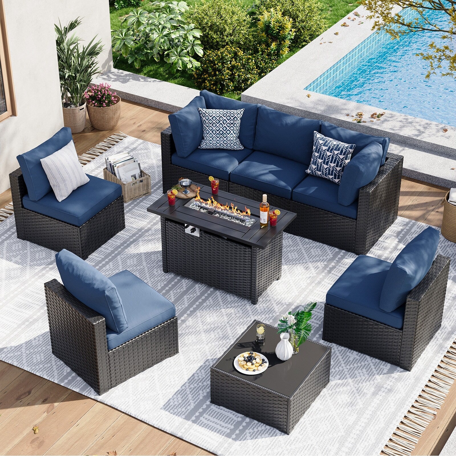Wicker Rattan Patio Sectional Sofa Set